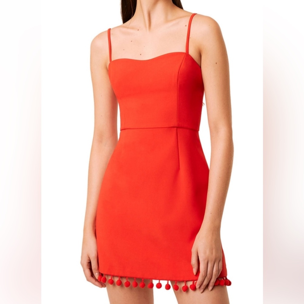 French Connection Red Pom Pom Mini Dress